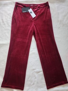 NWT Olsen Anna Velvet Pants - Burgundy Red - Size 42 / US 12